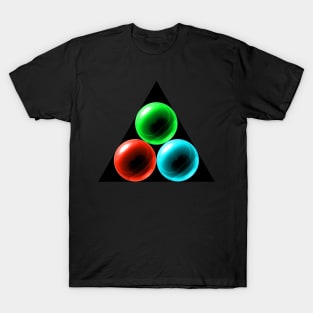 Triangle with Green, Light Blue and Red Glass Balls T-Shirt